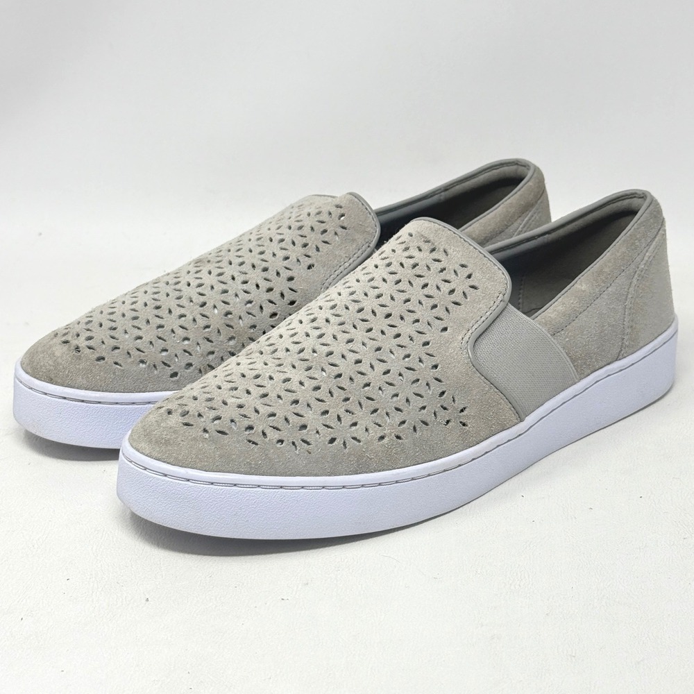 Vionic Kani Grey Suede Perforated Slip On Sneaker Women 10 Preppy Hipster Casual